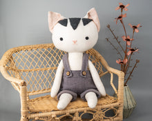 Load image into Gallery viewer, Cat with Dungarees and Bow Tie - Instant Download Sewing Pattern
